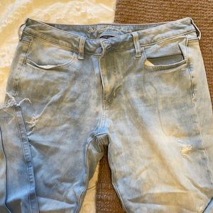 American eagle super super stretch ripped skinny jeans